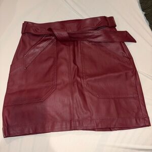 Express Maroon Faux Leather Skirt